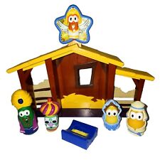 Vintage VEGGIE TALES Nativity Manger Replacement Figures Toy Lot 5 + Barn picture