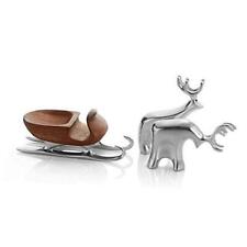 nambe Christmas Ornament Miniature Set – 3 Piece Sleigh with Reindeer picture