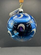 VTG Christopher Radko CELESTIAL BLUE STAR MOON GLITTER  Ornament 87-021-0 picture