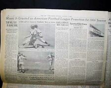 MIAMI DOLPHINS are Born Enters National Football League NFL 1965 Old Newspaper picture