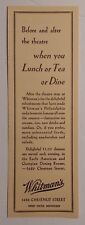 1940 Whitman's Soda Fountain Advertisement 1626 Chestnut St Philadelphia PA picture