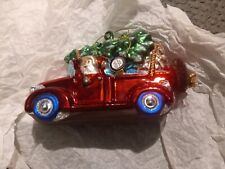 VTG HAND BLOWN & PAINTED 50'S PICK-UP TRUCK SANTA DUTCH FLAG 🇱🇺 TREE Ornament  picture