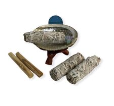 Small Size Smudge Kit - Shell + Stand + Sage + Palo Santo (1 Kit) #JC-211 picture
