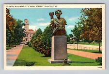 Annapolis MD-Maryland, Tecumseh Monument, Naval Academy, Vintage Postcard picture