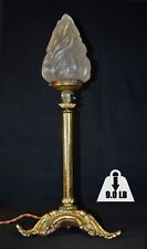 RARE French 1840s 2nd empire tall heavy bronze three-footed lamp flame shade picture