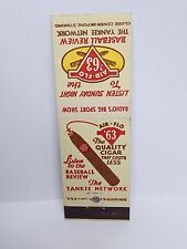 Vintage Matchbook Cover - THE YANKEE NETWORK Cigar Baseball Radio Sports Review picture
