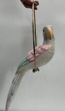 Vintage 16” Art PARROT on Metal Hanging SWING Hand-Crafted MEXICO Pastel picture