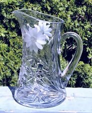 Stunning Etched Crystal Pitcher -Truly among the best.44 ounce Clean & Pristine picture