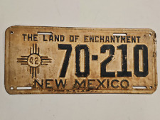 Vintage 1942 New Mexico License Plate, Number 70-210-Land of Enchantment picture