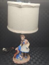 Vintage Statue Lamp Girl Playing With Dog. picture