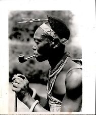 LD333 1954 Orig Photo AFRICAN PEOPLE FOREIGN CULTURE VILLAGE NATIVE SMOKING PIPE picture