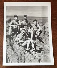 VTG c1940s Beefcake Snapshot Photo Four Shirtless Men Snorkeling Gear Swimsuits picture