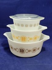 Vintage Pyrex Town & Country 4 Piece Round Nesting Casserole Set 473, 032, 475 picture