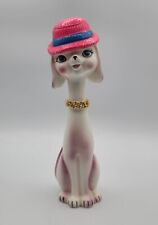 Vtg MCM Kitschy Long Neck Dog Puppy Figurine w/Chain IW Rice & Co Japan See Pics picture