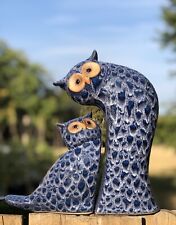 VTG Owl And Owlet Figurines Ceramic Mid Century Modern Style 11.5