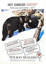1939 Texaco Dealers Vintage Print Ad Grizzly Bear Don't Hibernate Insulate  picture