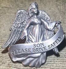 Vintage Pewter Sunvisor Angel Son Please Drive Safely Clip Vehicle Automobile picture