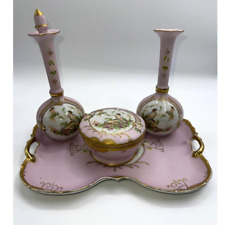 Vintage Pink Gold Porcelain Vanity Set Hand Painted Japan Lenwile Ardalt China picture