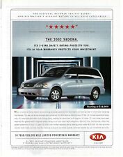 2002 Kia Sedona 5-Star Safety Rating Protects You Vintage Mag Print Ad/Poster picture
