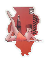 Illinois Vintage Style Travel Decal, Pinup Girl Vinyl Sticker, Pin-Up picture