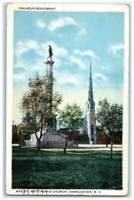1919 Calhoun Monument & St. Mathew's Church Charleston So. Carolina SC Postcard picture