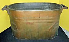 Vintage CK Primitive Copper Boiler Cooker Wash Tub w/ Handles - NO LID - AS IS picture