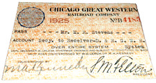 1925 CHICAGO GREAT WESTERN RAILWAY CGW EMPLOYEE PASS #4185 picture