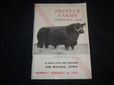 1952 PIONEER FARMS ABERDEEN-ANGUS BREEDERS' CATTLE SALE CATALOG - IOWA - J 9222 picture