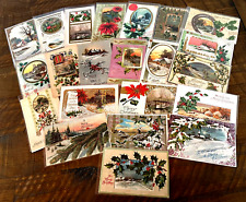 Lot of 22 Vintage~Christmas Postcards with Winter Snowy & Village Scenes-h772 picture