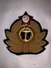 SOVIET RUSSIAN WWII NAVY OFFICERS MILITARY HAT BADGE ENAMEL RED STAR FOR HAT picture