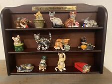 Willabee & Ward DANBURY MINT 13 CAT  Treasure Box COLLECTION & Wood Shelf RARE picture