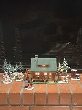 O'WELL 2006 RETIRED LAKE CABIN LIGHTED CHRISTMAS VILLAGE & DUCK POND+6 XTRA PCS picture
