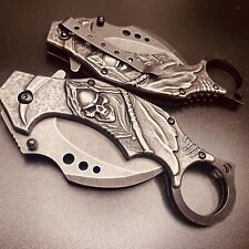 CS:GO Skull Karambit Spring Assisted Open Blade Folding Pocket Knife Claw EDC picture