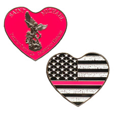 Thin Pink Line Breast Cancer Survivor AMERICAN FLAG St. Michael Heart Love praye picture