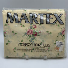 Vtg Martex No Iron Twin Flat Sheet Cottagecore Ivory Floral Made in USA New picture
