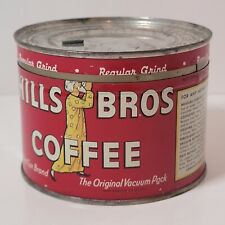 Vintage Hills Bros Coffee Tin Red Can Brand The Original Vacuum Pack 1/2 LB Size picture