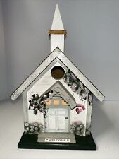 Kathy Hatch Wood & Copper Hanging Hand Painted Church Birdhouse Copper Village picture