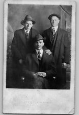 C1910-30 RPPC Postcard Studio 3 Men Suits & Hats Albro's Photo Shop Flint MI picture