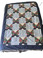 Handmade Butterfly Quilt Colorful Flowers Queen Full Twin 58” By 80” picture