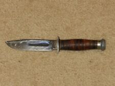Vintage Kinfolks USA Fixed Blade Fighting Knife Leather Handle picture