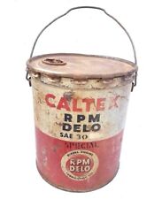 Original 1930's Old Vintage Antique Rare Caltex Oil Big Tin Bucket / Gallon USA picture