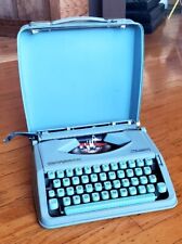 Vintage HERMES ROCKET Green Portable Typewriter Made in Switzerland with Case picture