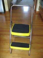 Vintage Cosco Yellow and Chrome Folding Two Step Stool 120 Kitchen Garage picture