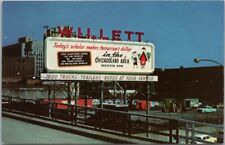 1950s CHICAGO Advertising Postcard WILLETT MOTOR COACH COMPANY Billboard View picture