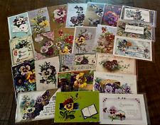 LOT of 23 Greetings Postcards with~PANSY~Flowers Floral~Pansies~In Sleeves-k-14 picture