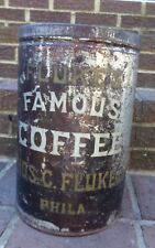 Vintage FLUKE'S Famous Coffee Advertising Tin THOS. C. FLUKE & CO.  Phila., PA. picture