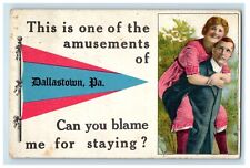1913 Sweet Couple Pennant Dallastown Pennsylvania PA Posted Antique Postcard picture