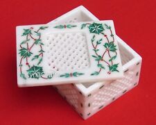 4 x 3 Inches Hair Accessories Box Inlaid with Malachite Stone Marble Jewelry Box picture