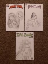 LOT OF 3 ORIGINAL ART SKETCH COVERS MARY JANE DEJAH THORIS LADY DEATH CAMPBELL picture