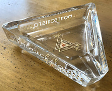 MONTECRISTO Triangle Glass One-Slot Cigar Engraved VTG Sword Logo Ashtray RARE picture